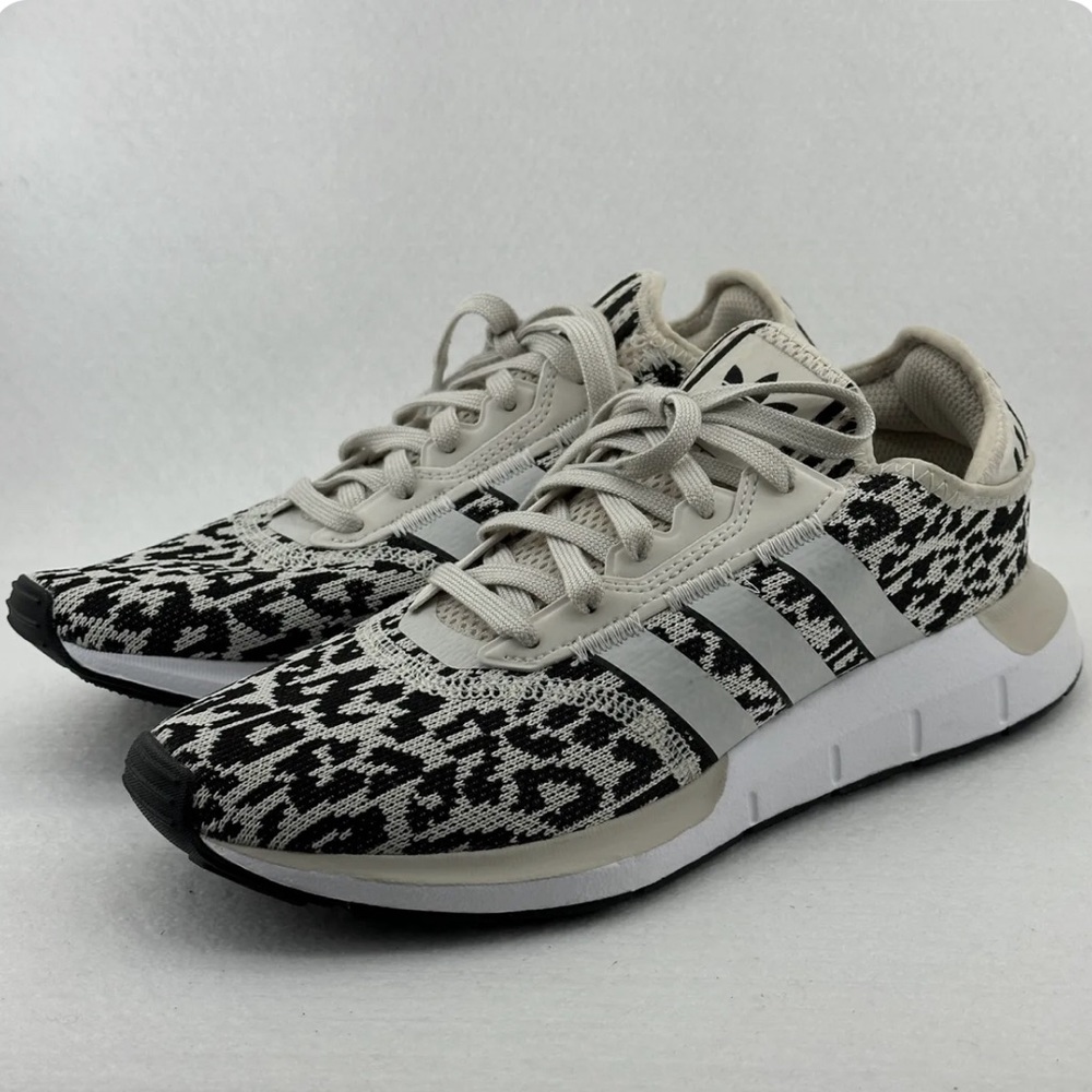 ADIDAS Women's Swift Run X Leopard Running Shoe Sneaker Raw White/Black